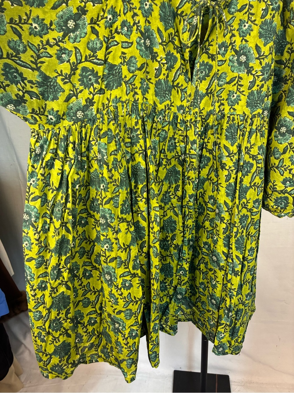 Natural Life Aimee Mini Tunic Dress - Blue Green Floral XL - Picture 4 of 9